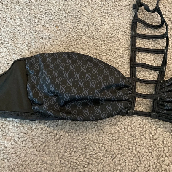 Victoria’s Secret Vintage Cutout Black Bikini Swimsuit Swim Top y2k sz L, Lk New - Picture 3 of 5
